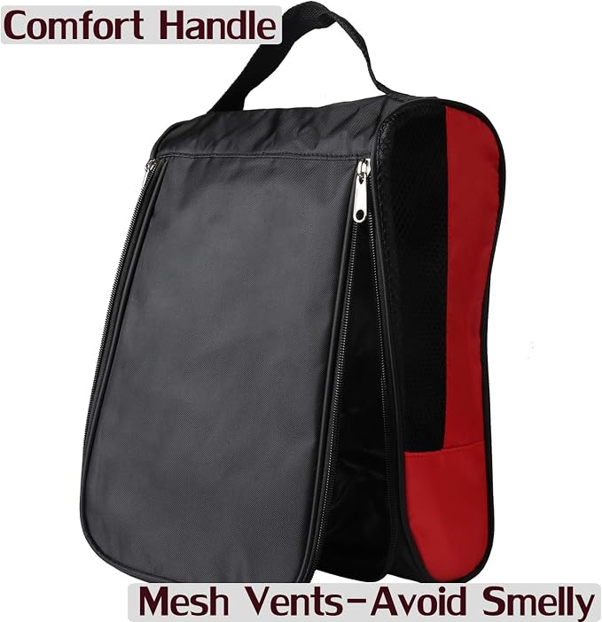 Outdoor Golf Shoes Bags Travel Shoes Bags Zippered Sport Shoes Bag (Red)