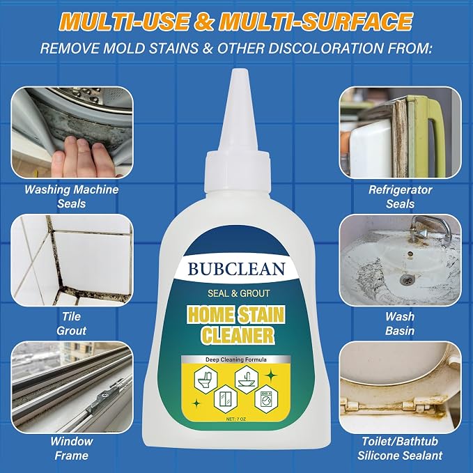 Home Stain Remover Gel Cleaner, Heavy Duty Black Surface Stain Cleaner for Washing Machine, Bathroom Grout, Shower, Bathtub, Tile, Fridge Rubber, Kitchen Sinks, 1 Pack