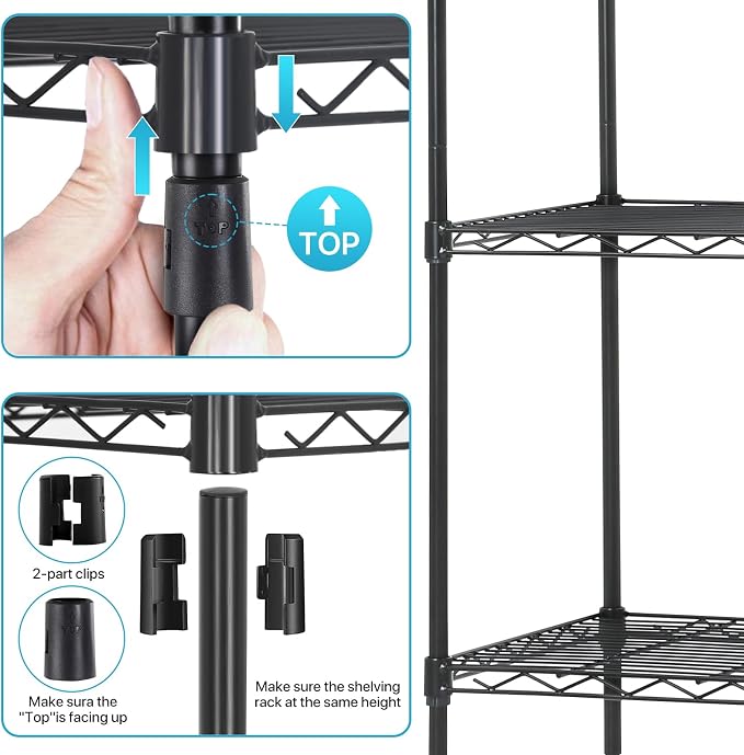 Meet perfect 5-Tier Wire Shelving Unit, 24" W x 14" D x 60" H Metal Storage Rack, NSF Certified Heavy Duty Garage Shelves, 750 lbs Capacity Adjustable Pantry Organizer for Kitchen, Laundry, Office