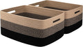 OIASKET Large Storage Basket for Organizing, Woven Rope Basket for Shelves, Closet Organizer Bins for Clothes, Blanket, Toys, Baby Nursery Storage, 17.7" x 13" x 7.87", 2 Packs Black & Brown