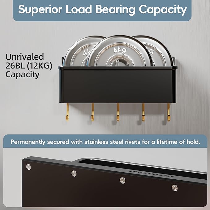 Magnetic Spice Rack for Refrigerator 2 Pack Large Magnet Shelf for Fridge Kitchen Storage Organization with 10 Removable Golden Hooks