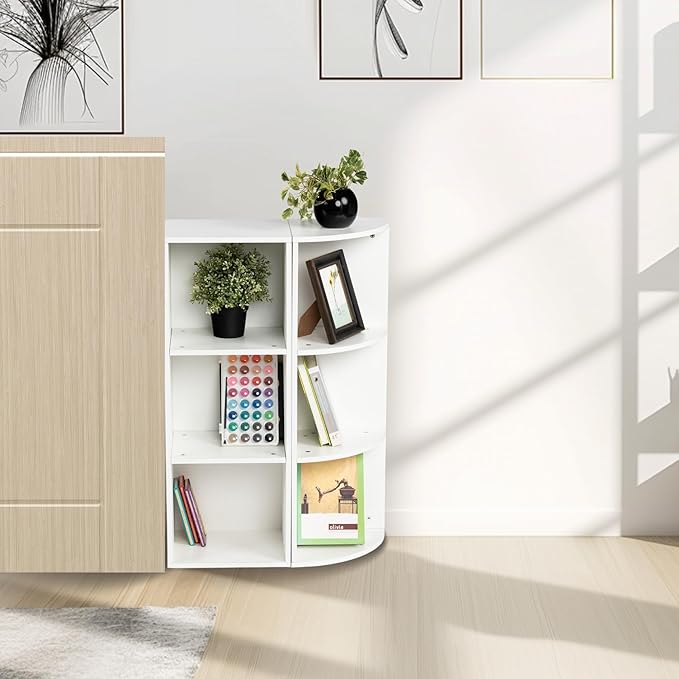 FurnitureR Basics Cube Storage Organizers - can be Combined Freely, Closet Storage Cabinet Shelf, Stackable Cubby Shelf for Bedroom, Office, Study, Classroom, White