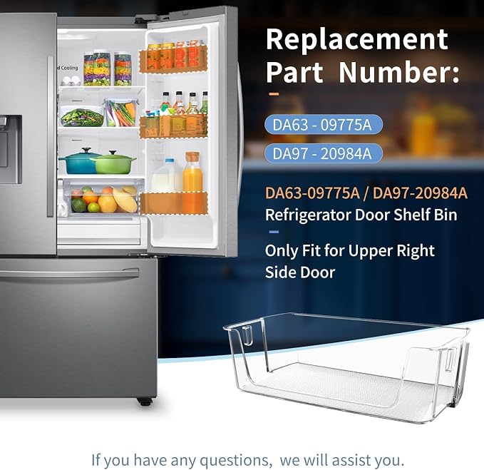Upgraded DA63-09775A DA97-20984A Refrigerator Door Bin (Right Side) | Compatible with Sam-sung Refrigerator RF27T5201SR RF28T5001SR RF28T5021SR RF27T5241SR Upper Right Door Shelves Replacement