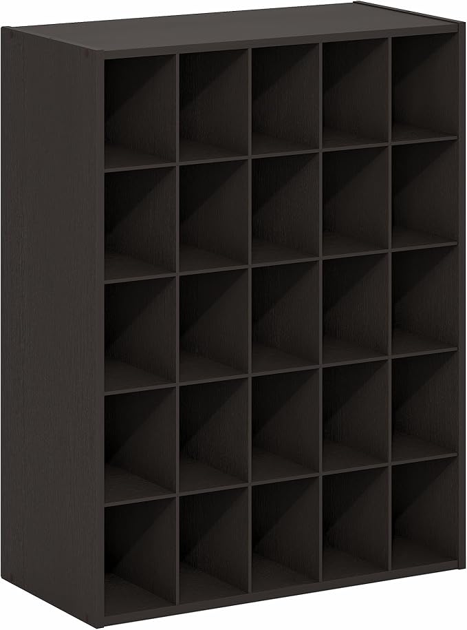 Furinno FANO 25-Cube Shoe Rack, Stackable Shoe Organizer, Dark Oak | 11.7 x 24.2 x 31.5, Shoes Storage, for Closet Entryway, Office, Garage