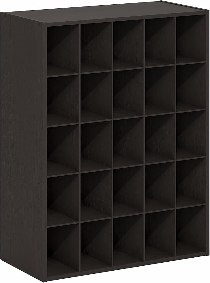 25-Cube Shoe Organizer, Stackable Shoe Rack, Shoe Organizer, 11.7 x 24.2 x 31.5, for Office, Closet Entryway, Garage, Dark Oak