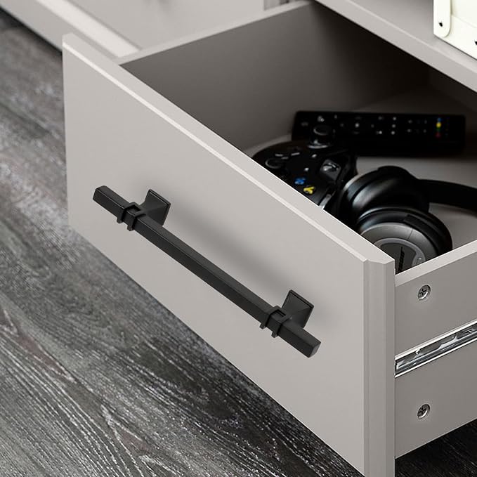 10 Pack 7-1/2 Inch Black Cabinet Handles Matte Black Cabinet Pulls, Square Kitchen Cabinet Handles Dresser Drawer Pulls Kitchen Cabinet Hardware