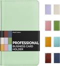Sooez Leather Professional Business Card Book Holder Organizer, 240 Capacity Credit Card Booklet, PU Name Cards Holder Storage File for Men Women, Green