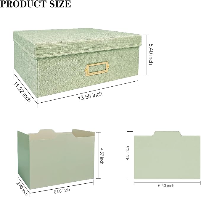Linen Photo Storage Box – Holds 1700 Photos, Photo Organizer with Lid for Photo, Pictures, 24 Adjustable Dividers & 72 Labels Multi-Use Organizer Memory Box for Envelopes, Baby, Wedding, Cards Green