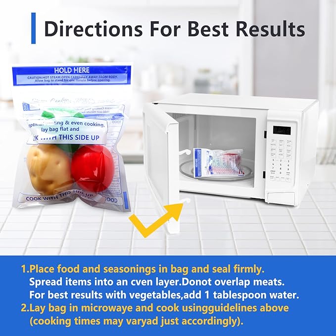 24 Pcs Microwave Steam Bags for Cooking 12 Medium and 12 Large Sizes Reusable Zipper Steamer Bags Microwave Steaming Bag for Vegetables Potatoes Meat Frozen Food (24)