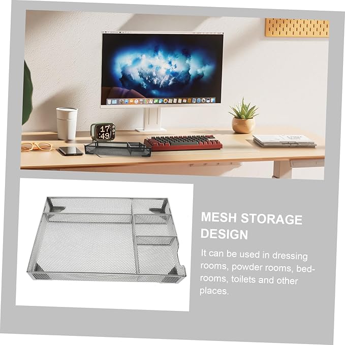 SEWACC Metal Desk Organizer Aesthetic Multi-compartment Storage Box for Efficient Office Organization Tidy up Stylish File Holder for Home Bathroom and Living Room Use Easy to Clean and