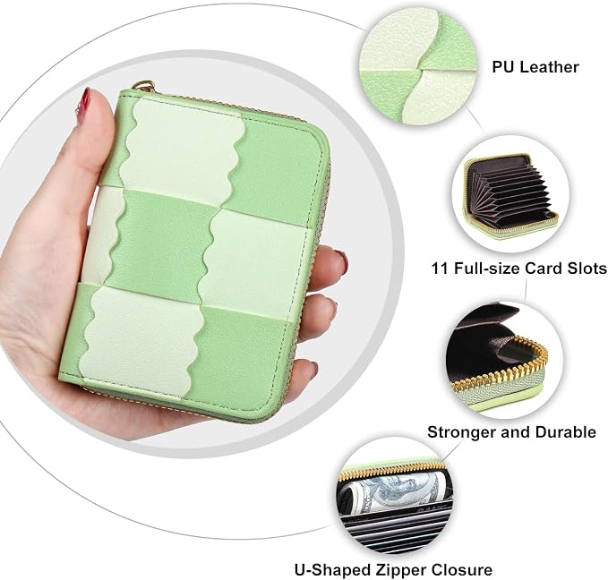 Credit Card Wallet, RFID Card Case Wallet, Zipper Card Cases Holder for Men Women, RFID Blocking, KeyChain Wallet, Compact Size Card Organizer Case for Women