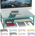 gianotter 2-Tier Metal Monitor Stand Riser, Desk Organizer for Monitor, Office Desk Storage Organizer for Office Supplies (Dark Green)