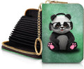 Blusabaca RFID Credit Card Holder Small Women Travel Wallet, Cute Panda | Removable Keychain, Case with Zipper, Vegan PU Leather, Cash Coin Pocket, Business Accordion Purse, Ladies Female Gift
