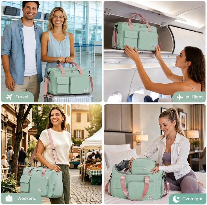 FIORETTO Women's Gym Duffle Bag with Shoes Compartment, 30L Capacity, Ideal for Travel, Gym, Sports, Duffel, Weekender