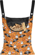 Orange Pumkpin Clothespin Bag Space-Saving Ghost Laundry Hanging Storage Organizer Clothes Pin Hanging Bag Waterproof Clothes Pins for Clothesline Outdoor Clothespins Accessory Bag