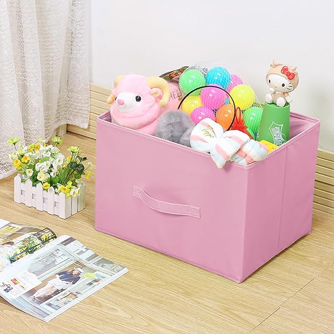 EBIGIC Pink Storage Bins 3Pack 9.0"x7.5"x7.5" Fabirc Foldable Closet Toy Organizer Collapsible Cloth