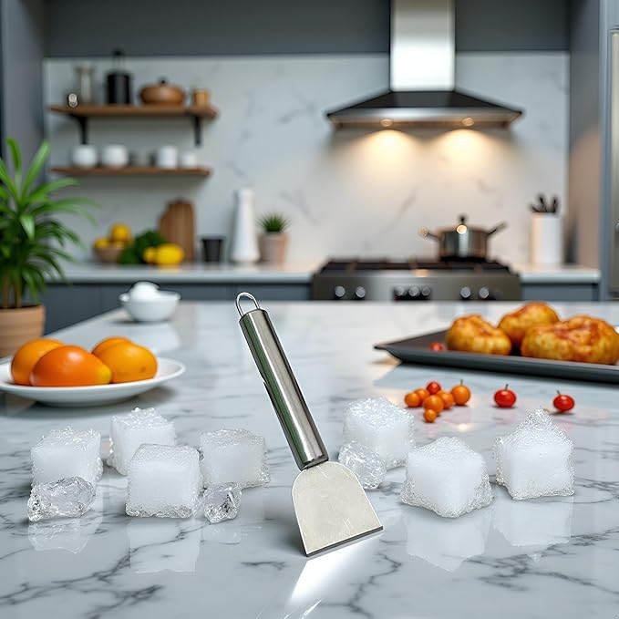 Freezer Scraper, Ice Scraper for Freezer, Steel Shovel, Heavy Duty Kitchen Scraper, Stubborn Dirt Spatula for Range Hood Grease Grime, Oil Fume Removal, Multipurpose Cleaning，Cooking Utensils
