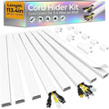 113.4in Cord Hider Kit, Cord Covers for 3-4 Wires on Wall, Self-Adhesive Tv Cable Hider, Paintable Wire Hider Wire Covers for Cords on Wall, Cable Cover Management Kit, L14.2 W1.18 H0.6in, White
