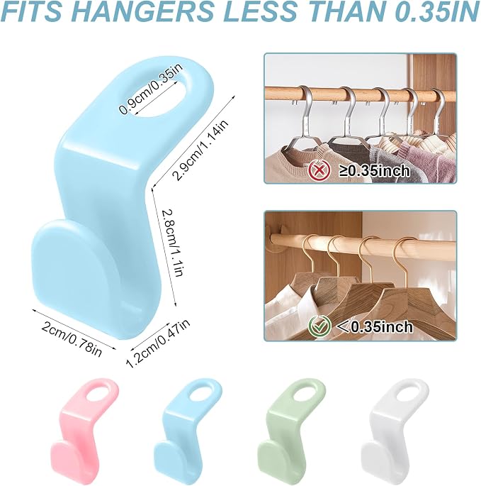 100 PCS Space Saving Hanger - Space Saver Clothes Hanger Connector with Stacking Hooks and Heavy Duty Cascading Connection