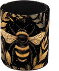 Faux Leather Pen Holder for Desk, Pencil Organizer Golden Bee Pen Cup Desk Decor Makeup Brush Holder Storage for Office Home