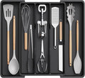 Lifewit Utensil Organizer, Expandable Kitchen Drawer Tray, Adjustable Cutlery and Cooking Utensil Holder, Black