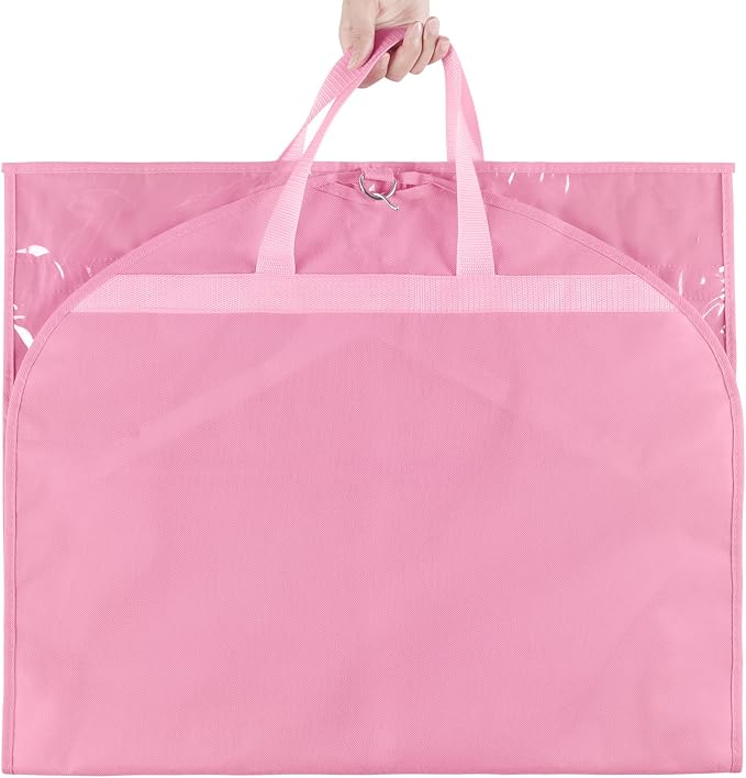 KEEGH 40 inch Clear Garment Bags for Dance Costumes, 6 Pack, Pink | 4 Zipper Pockets, for Dance Competitions, Ballet, Theatre, Dance Garment Bags for Dancers, Hanging Clothes for Closet Storage