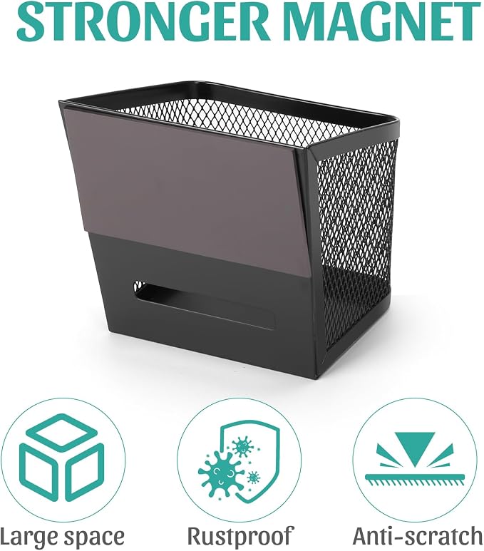 2 Pack Magnetic Spice Rack for Refrigerator and Oven Magnetic Fridge Basket Shelf Organizer for Kitchen Storage (Black)