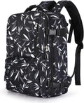 WONHOX Large Travel Backpack Women, Carry On Backpack,Hiking Backpack Waterproof Outdoor Sports Rucksack Casual Daypack Fit 14 Inch Laptop with USB Charging Port Shoes Compartment, Leaves Black