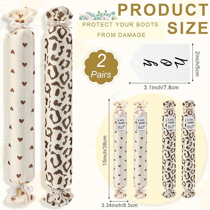 Maiteenly 2 Pairs Boot Shaper Stands with 8 Labels Cotton Tall Boot Inserts for Closet Organization