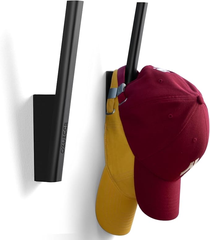 Ozueccr Hat Rack for Baseball Caps – Wall Mounted Vertical Hat Holder, Multi-Purpose Wall Hook, Closet Cap Organizer, Sturdy Compact, Easy to Install