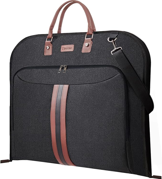 BALEINE Travel Garment Bag, Travel Suit Bag for Men, Water Resistant Carry on Garment Bag for Hanging Clothes, Garment Duffel Bag for Travel Business (Black, 42")