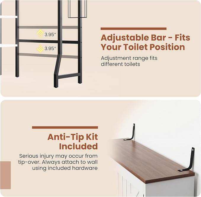 31" Over The Toilet Storage Cabinet with Barn Door,Bathroom Organizers and Storage with Adjustable Shelves, Farmhouse Over Toilet Organizer for Bathroom,Restroom,Laundry,White
