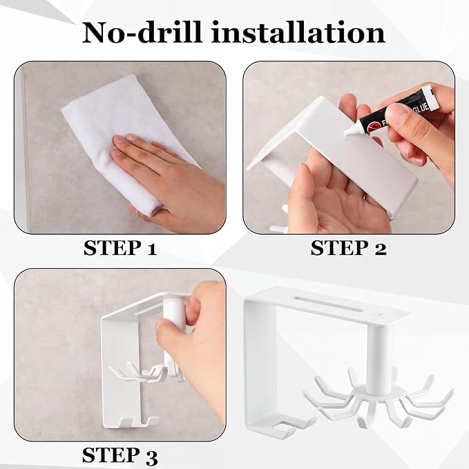 Xuhal 360° Rotatable Belt Hanger Wall Mount Belt Rack for Closet Heavy Duty Carbon Steel Tie Storage Organizer Space Saving Hanging Hook Holder for Bra, Tank Top, Tie, Scarf and Accessories (White)