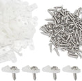 100 Pcs 1/8 Inch White Nylon Cable Clip Wire Clamp | R-type Screw Mounting, 3.3mm, Wire Management, Stainless Steel Screws Included