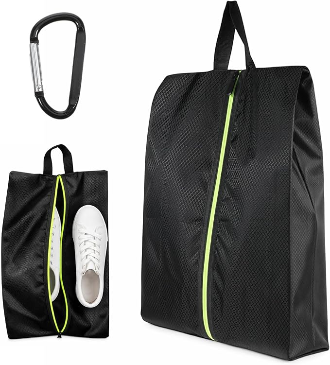 Cleat Bags for Sports Smell Proof, Travel Shoe Bag for Storage | Odor-Resistant Portable Shoes Organizer with Reinforced Handle, Carabiner