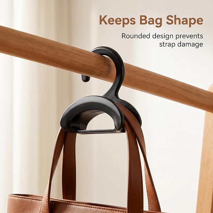 5 Pack Bag Hangers, Purse Hangers for Closet, Hooks for Organizer and Hanging Bags Handbags Belts, Multiple Units Can Be Used in Series (Black)