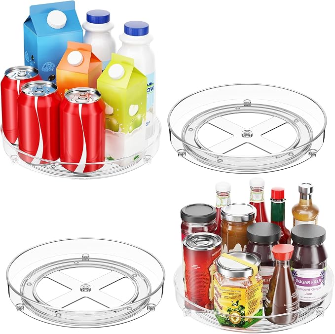 Optish 3 Pack Lazy Susan Organizer, 9.5 Inch Lazy Susan Turntable for Cabinet, Refrigerator Organizer for Pantry Organizers and Storage, Non-Skid Fridge Organizer