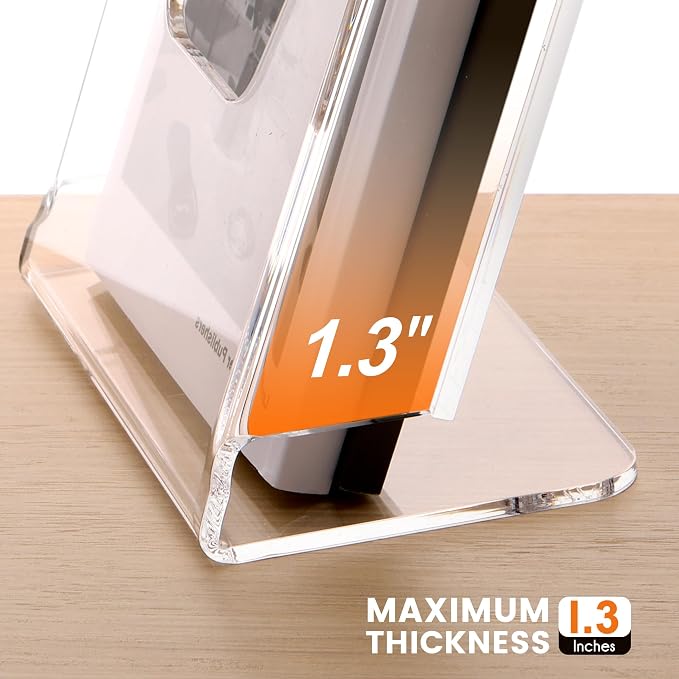 HeZone Acrylic Brochure Holder 8.5X11Inch , Clear Flyer Stand Display, Magazine Pamphlet, Booklet Holder for Desk(1 Pack) Used For Office Exhibitions Café Hotel Lobby Library...