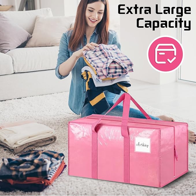 2 Pack Extra-Large portable Moving Bag, foldable storage bags, suitable for moving, packing and organizing. Waterproof and reusable laundry travel bags, used for storing clothes, toys and bedding.