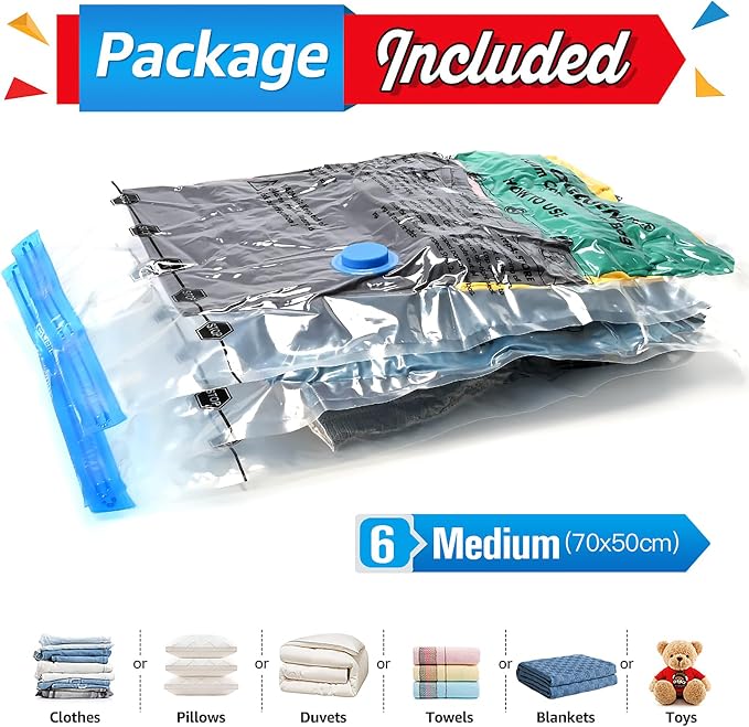BoxLegend Vacuum Bag Vacuum Storage Bag Travel Vacuum Reusable Garment Bag for Clothing Duvets Bedding Pillow Wool Blankets
