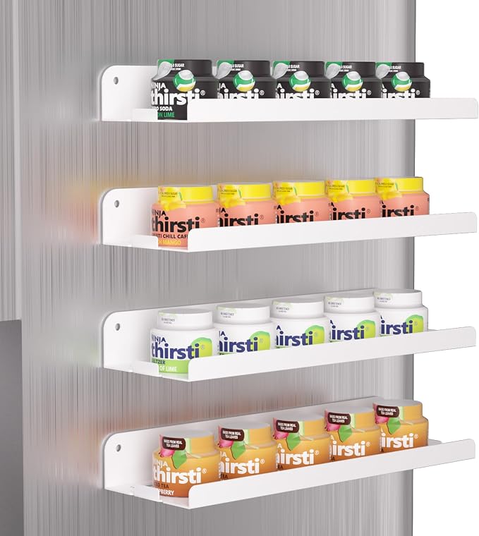 4 Pack Flavor Pods Holder Compatible with Ninja Thirsti，Magnetic Spice Rack Organizer for Refrigerator and Oven，Kitchen Organizers and Storage (White)