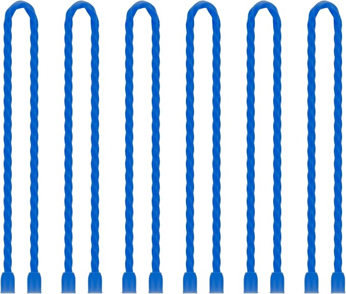 6 PCS 12-Inch Silicone Cable Ties Dia 5mm Reusable Steel-Core Rubber Twist Ties Bendable Cable Ties for Bundling and Holding, All Purpose Cord Tie for Indoor and Outdoor (Blue)
