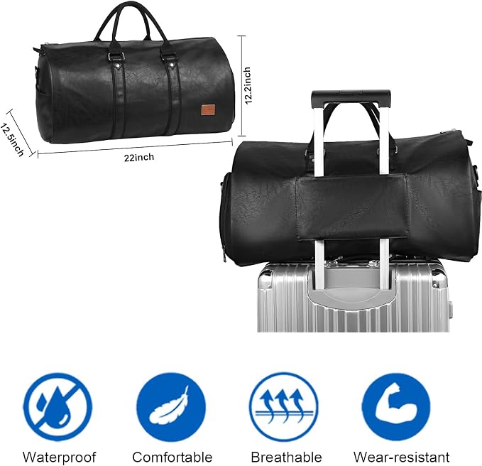 seyfocnia Convertible Travel Garment Bag,Carry on Garment Duffel Bag for Men Women - 2 in 1 Hanging Suitcase Suit Business Travel Bag