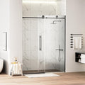 WinZo Frameless Shower Door 56-60 in W x 75 in H, Sliding Shower Door with 5/16"(8mm) Clear Tempered Glass Shower Door, Easy to Clean Bathroom, Silent Soft-Close Design, Matte Black