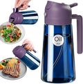 YARRAMATE 16oz/470ml Light-Blocking Dark Oil Sprayer for Cooking, 2 in 1 Olive Oil Dispenser Bottle for Kitchen, Premium Blue Glass Oil Bottle, Food-Grade Oil Mister for Air Fryer, BBQ (Purple)