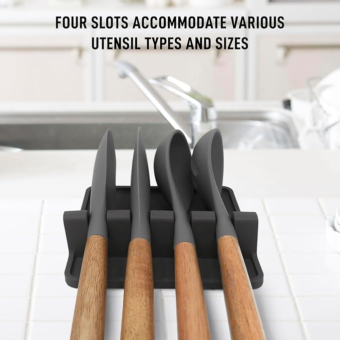 Zulay Kitchen Spoon Rest for Multiple Utensils High Heat-Resistant Silicone Drip Pad, BPA-Free Spoon Holder for Stove Top, Kitchen Gadget Holder for Ladles, Tongs, Cooking Spatula - Makes Great Gift