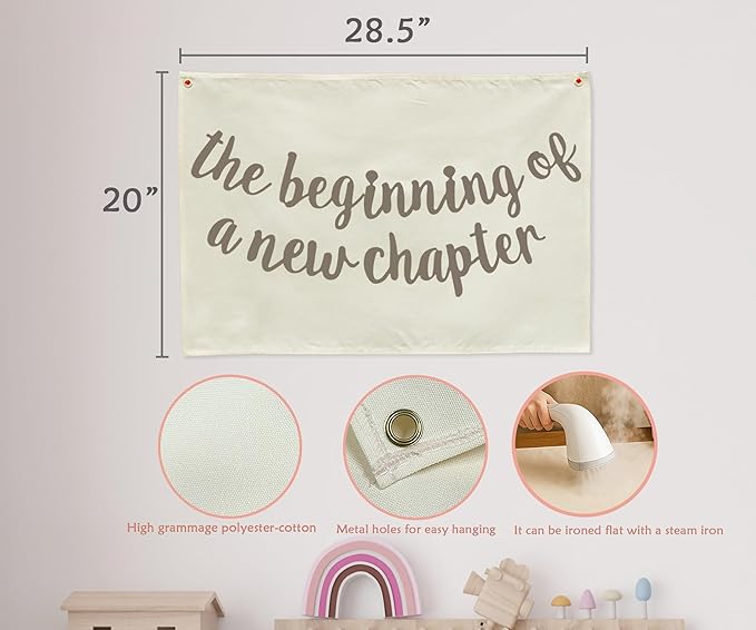 Classroom Wall Decor-Welcome Rectangular Canvas Banner Pennant Poster Wall Sign-Garland for Congratulation Graduation Party Supplies Door Classroom Decor-the Beginning of A New Chapter