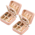 Neveika Jewelry Box with Mirror,Small Jewelry Organizer Box，Travel Jewelry Case for Women，Gift Jewelry Boxes for Female Girls (2pcs mirror pink)