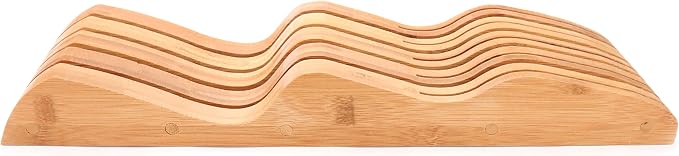 ROYALHOUSE Bamboo Knife Block Holder, 9 Knives Dock, In-Drawer Knife Drawer Organizer, Perfect for Home and Chefs, Premium Knife Holder, Gifts, Housewarming, Knives Not Included