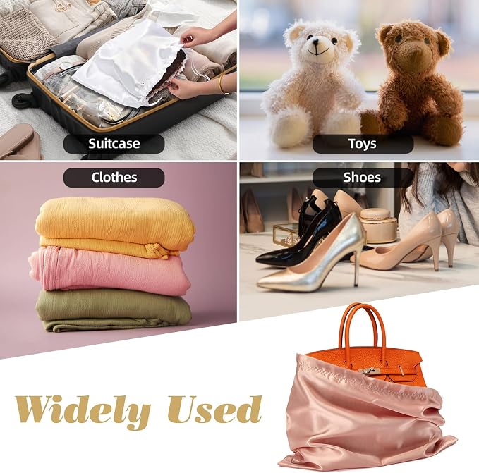 3‑Pack Drawstring Dust Bags with ID Labels | Silk Dust Covers, Handbags, Purses